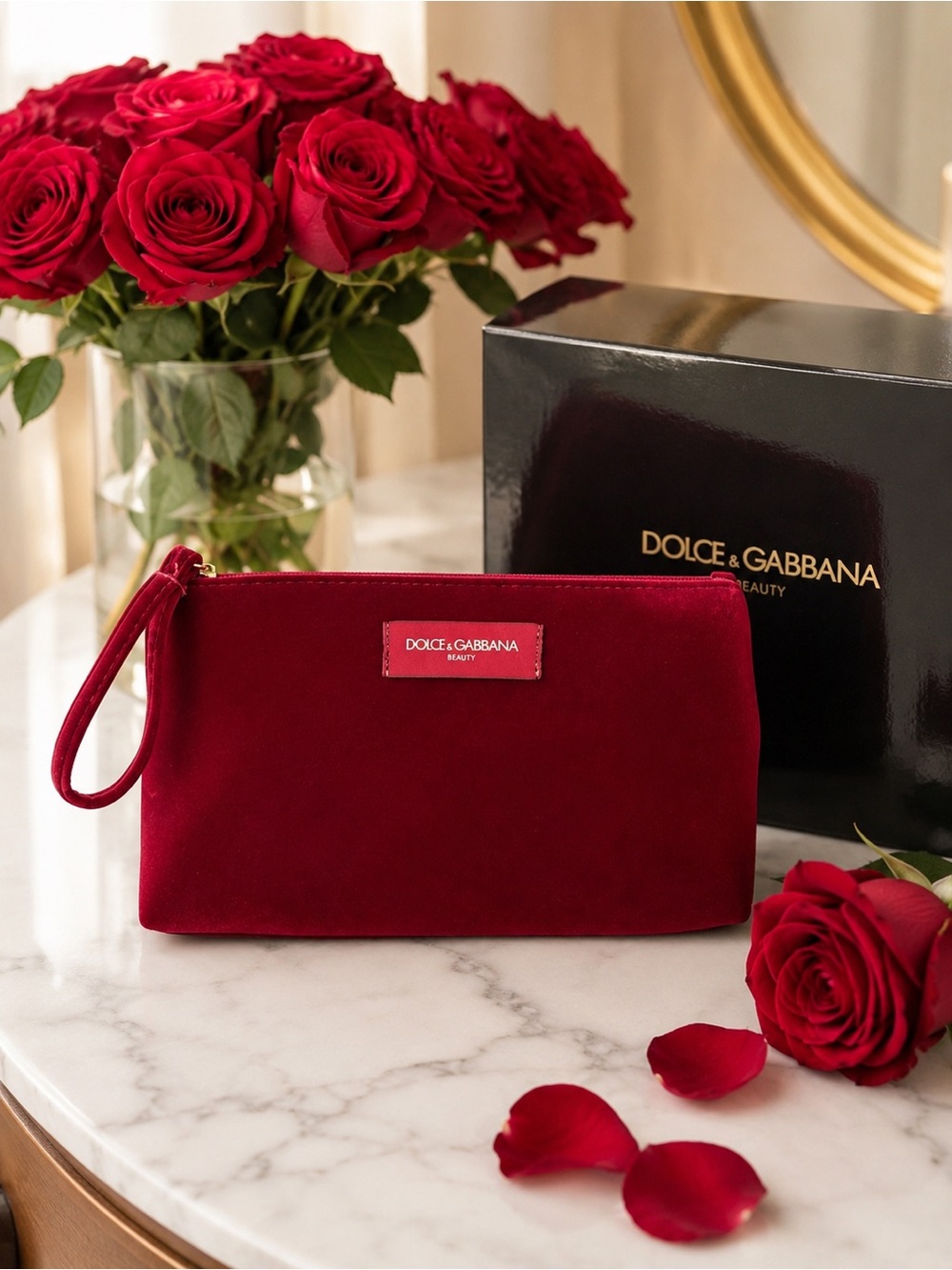 Dolce & Gabbana Red‎ Wristlet Clutch, Makeup or Cosmetic Bag in Box | New in Box